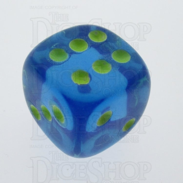 Koplow Glow in the Dark Translucent Blue 16mm D6 Spot Dice