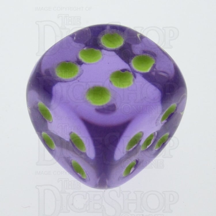 Koplow Glow in the Dark Translucent Purple 16mm D6 Spot Dice