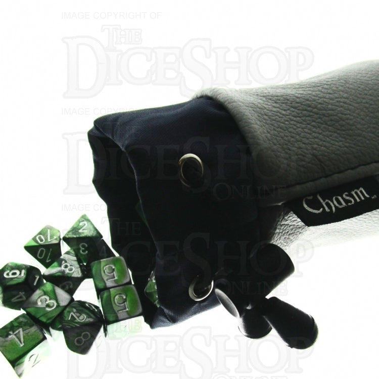 Chasm Vortex Large Silver Grey High Grade Leather Dice Bag