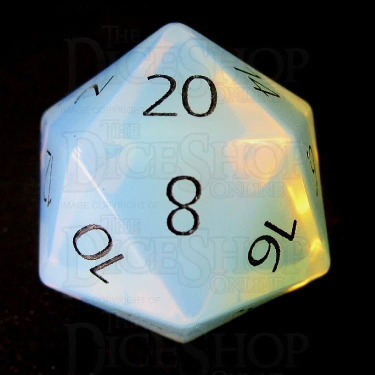 TDSO Gemstone Opalite & Black D20 Dice