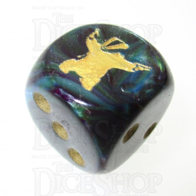 Chessex Lustrous Shadow Badger with Guns Logo D6 Spot Dice