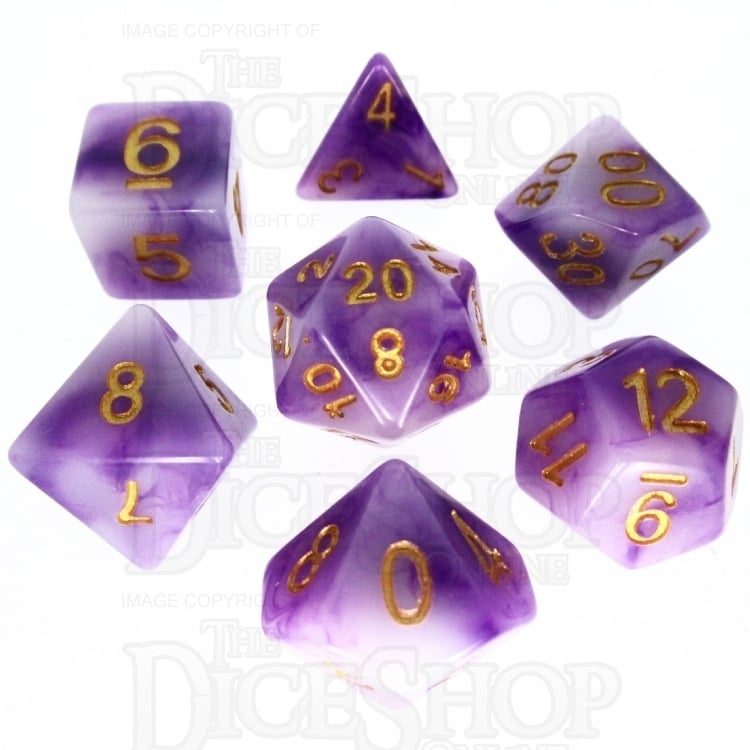 TDSO Jade Purple & Gold 7 Dice Polyset