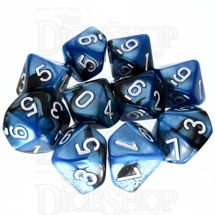 TDSO Duel Black & Blue 10 x D10 Dice Set