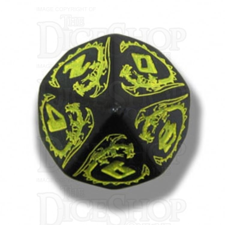 Q Workshop Dragon Black & Yellow 7 Dice Polyset