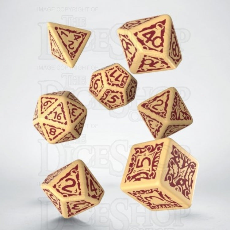 Q Workshop Pathfinder Ironfang Invasion Ivory & Red 7 Dice Polyset