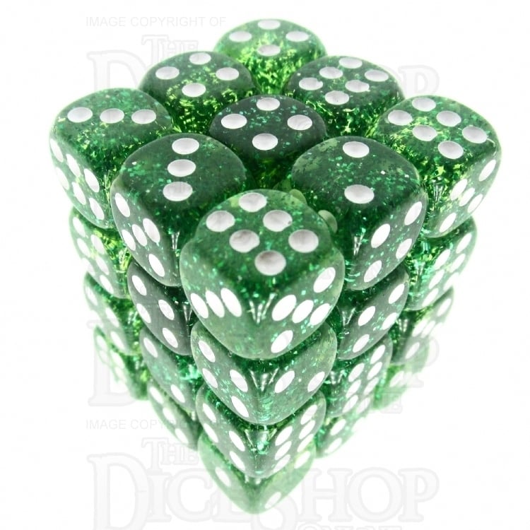 TDSO Glitter Green 36 x D6 Dice Set