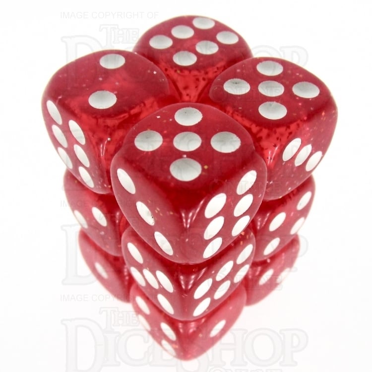 TDSO Glitter Red 12 x D6 Dice Set