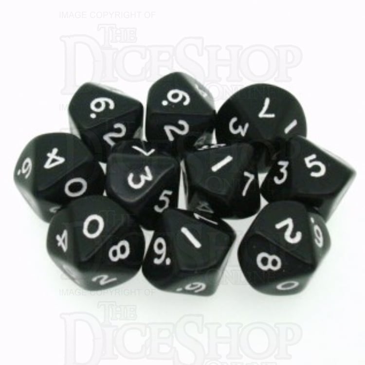 D&G Opaque Black 10 x D10 Dice Set