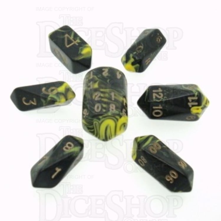 Crystal Caste Oblivion Yellow 7 Dice Polyset