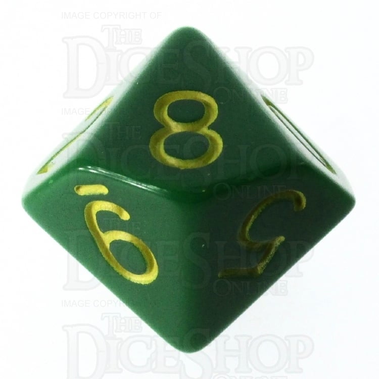 HALF PRICE CLEARANCE Role 4 Initiative Opaque Green & Gold D10 Dice