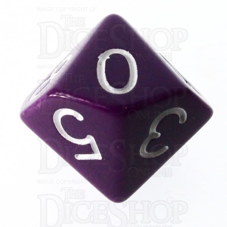 HALF PRICE CLEARANCE Role 4 Initiative Opaque Purple & White D10 Dice