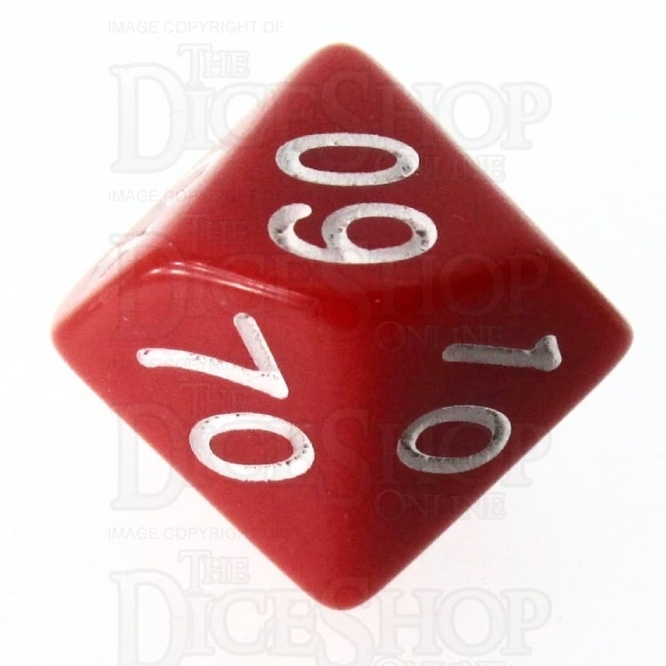 HALF PRICE CLEARANCE Role 4 Initiative Opaque Red & White Percentile Dice
