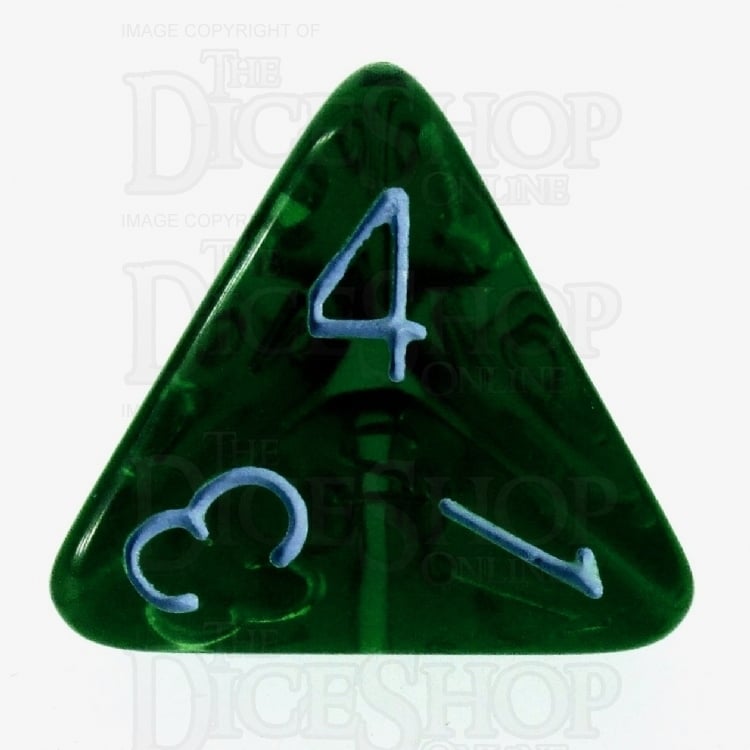 HALF PRICE CLEARANCE Role 4 Initiative Translucent Green & Blue D4 Dice