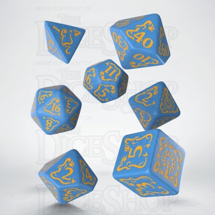 Q Workshop Pathfinder Ruins of Azlant Light Blue & Yellow 7 Dice Polyset