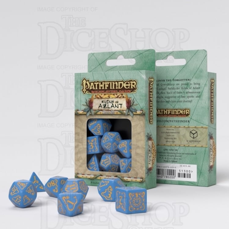 Q Workshop Pathfinder Ruins of Azlant Light Blue & Yellow 7 Dice Polyset