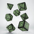 Q Workshop Celtic 3D Opaque Black &amp; Green 7 Dice Polyset