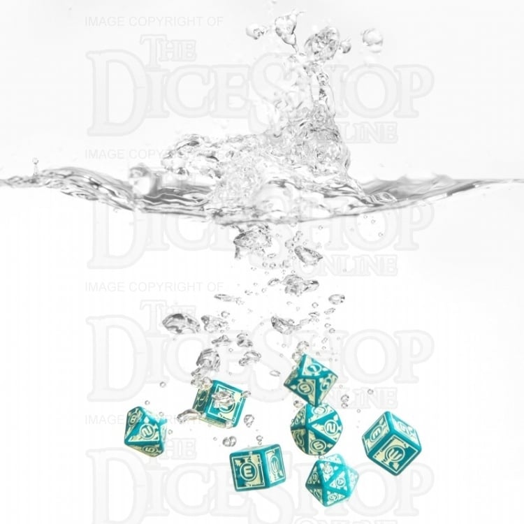 Q Workshop Polaris Opaque Turquoise & Light Yellow Dice Set