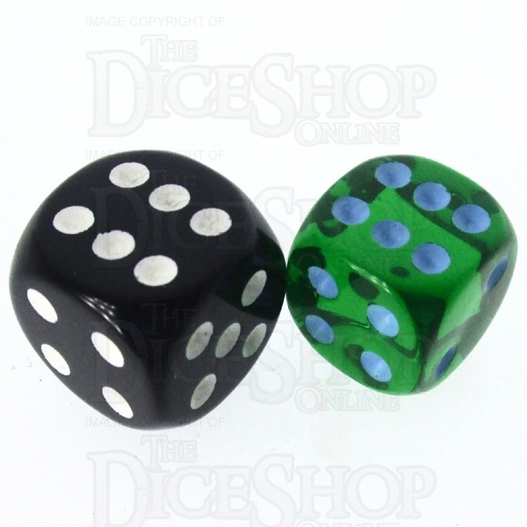 HALF PRICE CLEARANCE Role 4 Initiative Translucent Green & Blue 14mm D6 Spot Dice
