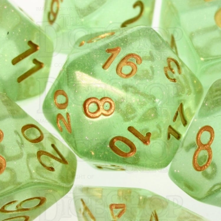 TDSO Iridescent Glitter Green 7 Dice Polyset