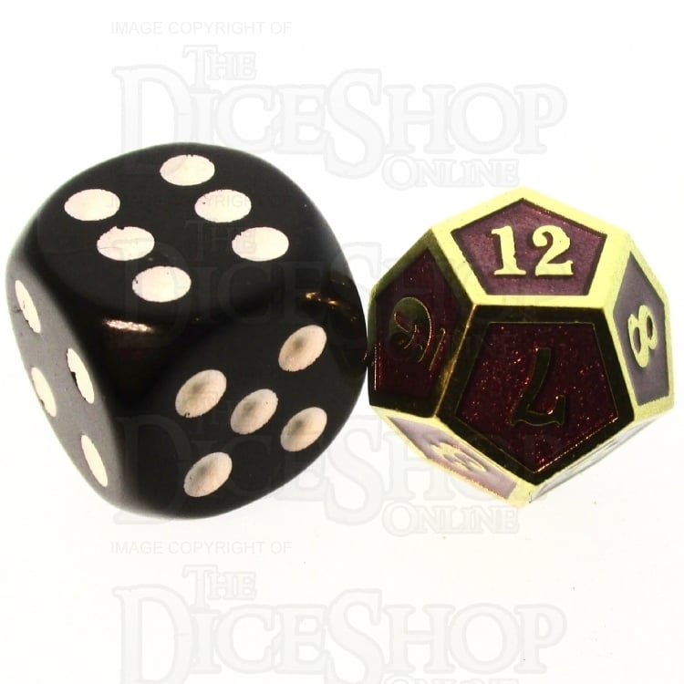 TDSO Metal Fire Forge Gold & Purple MINI 12mm D12 Dice