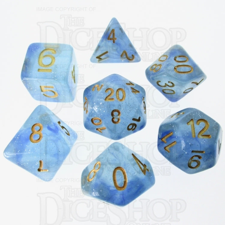 TDSO Glitter Transparent Blue 7 Dice Polyset