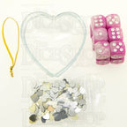 TDSO Valentines Day Heart Bauble - Duel Pink & White 12 x D6 Dice Set