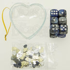 TDSO Valentines Day Heart Bauble - Duel Blue & Steel 12 x D6 Dice Set