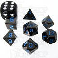 TDSO Metal Black Nickel & Blue MINI 10mm 7 Dice Polyset