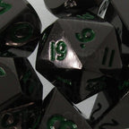 TDSO Metal Black Nickel & Green MINI 10mm 7 Dice Polyset