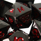 TDSO Metal Black Nickel & Red MINI 10mm 7 Dice Polyset