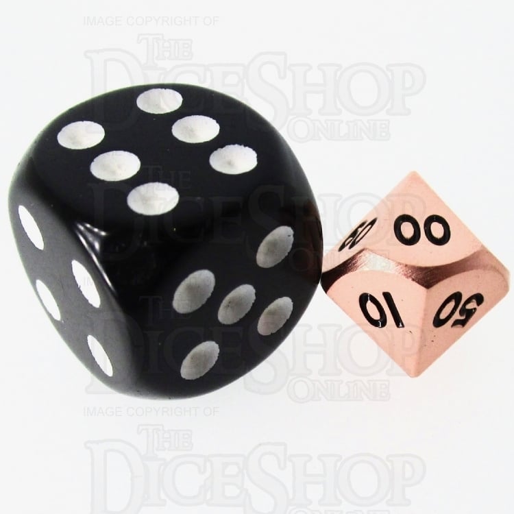 CLEARANCE TDSO Metal Polished Copper MINI 10mm Percentile Dice
