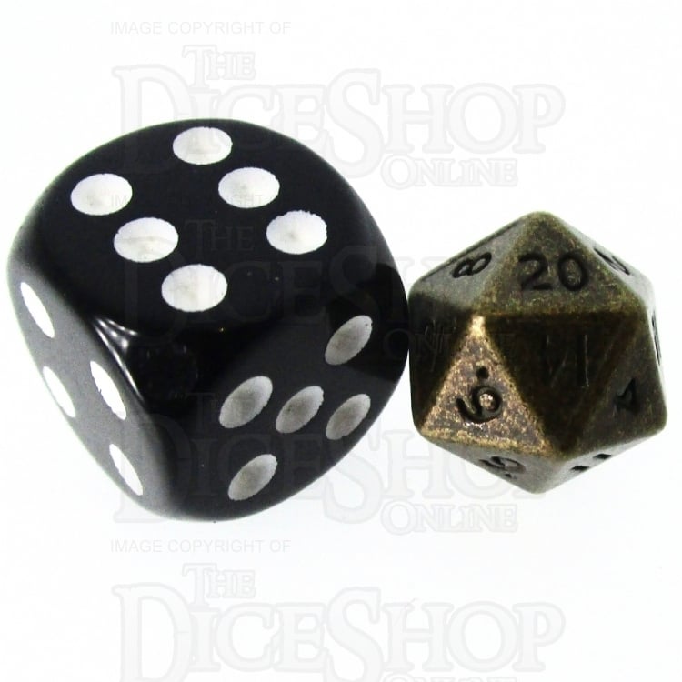 TDSO Metal Antique Gold MINI 10mm D20 Dice
