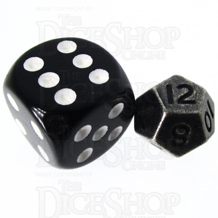 TDSO Metal Antique Silver MINI 10mm D12 Dice