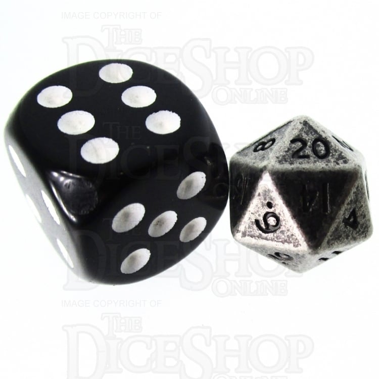 TDSO Metal Antique Silver MINI 10mm D20 Dice