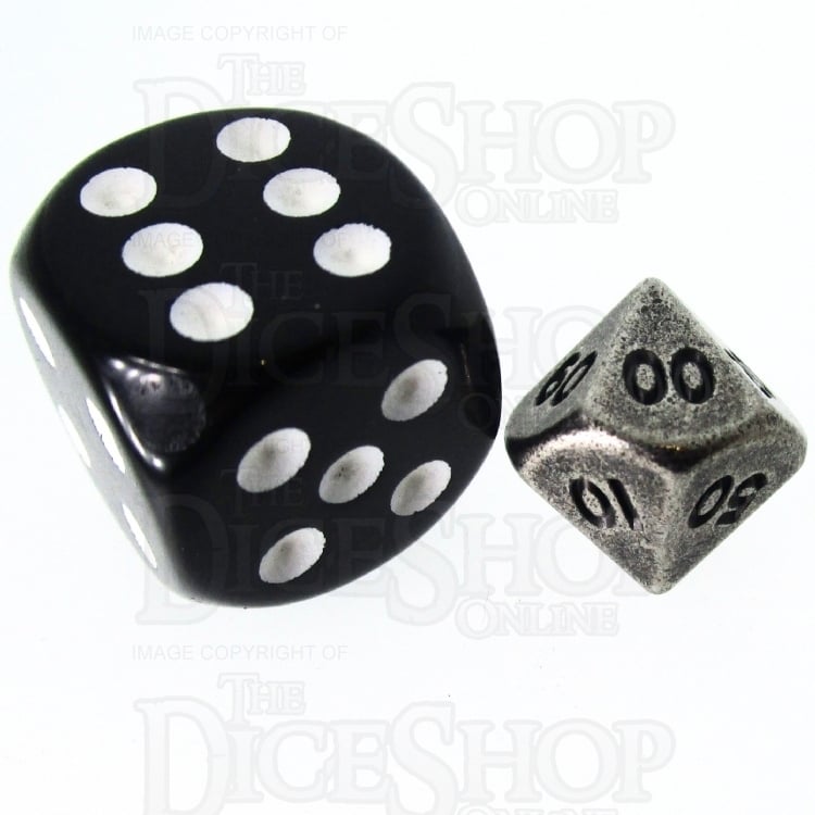 TDSO Metal Antique Silver MINI 10mm Percentile Dice