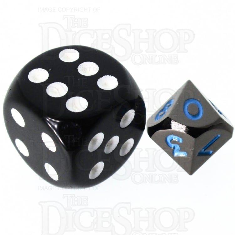 TDSO Metal Black Nickel & Blue MINI 10mm D10 Dice