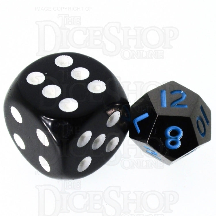 TDSO Metal Black Nickel & Blue MINI 10mm D12 Dice