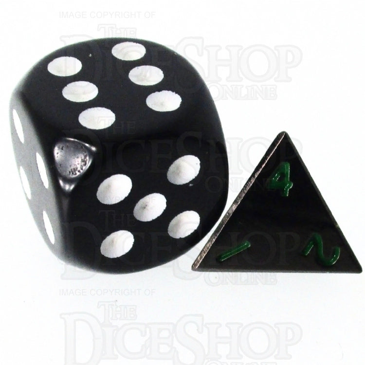 TDSO Metal Black Nickel & Green MINI 10mm D4 Dice