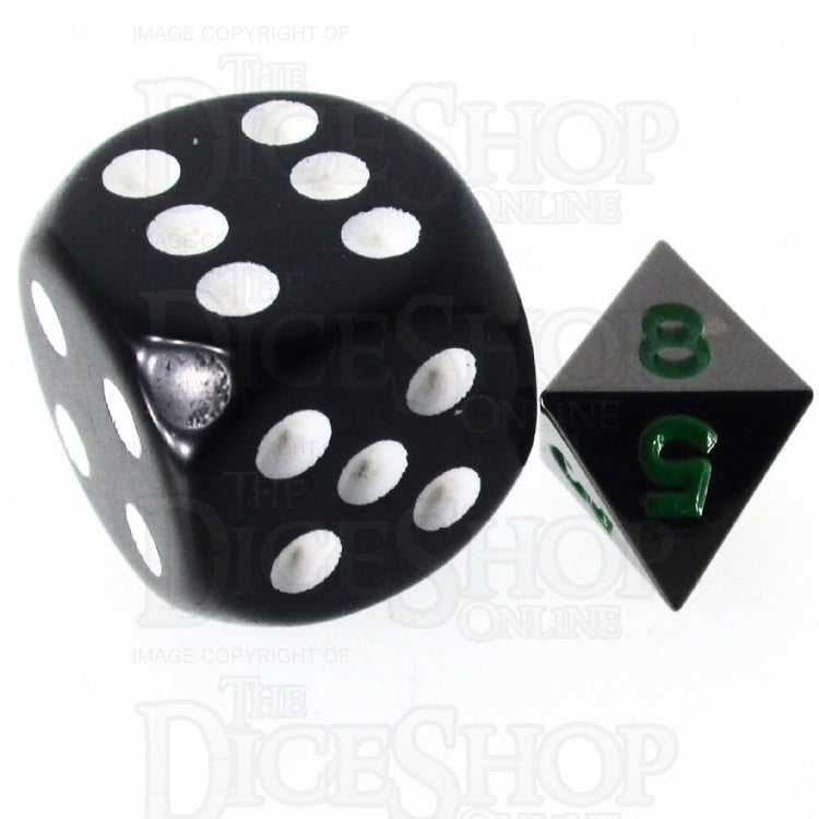 TDSO Metal Black Nickel & Green MINI 10mm D8 Dice