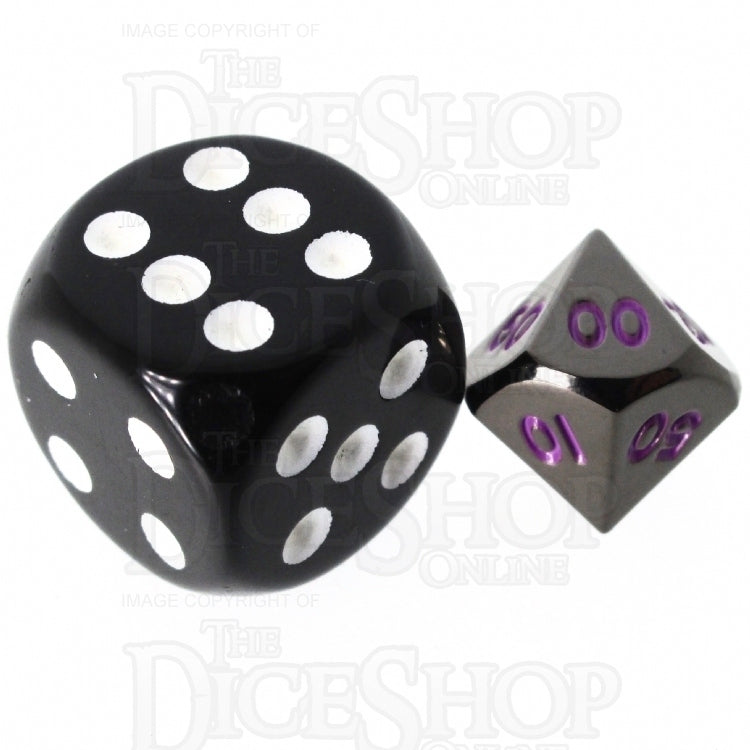 TDSO Metal Black Nickel & Purple MINI 10mm Percentile Dice