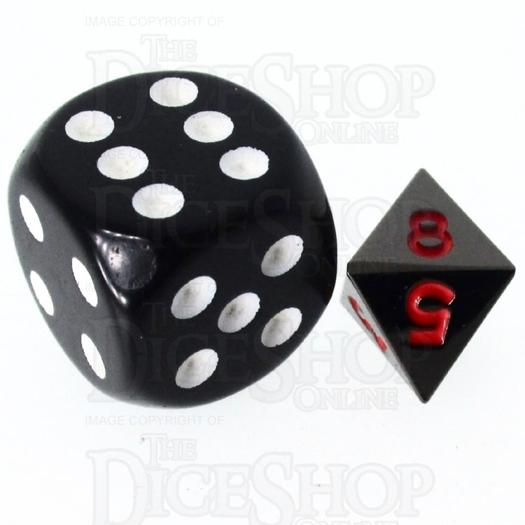 TDSO Metal Black Nickel & Red MINI 10mm D8 Dice