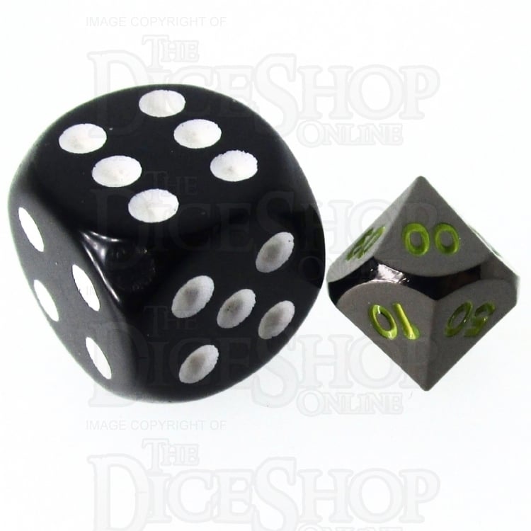 TDSO Metal Black Nickel & Yellow MINI 10mm Percentile Dice