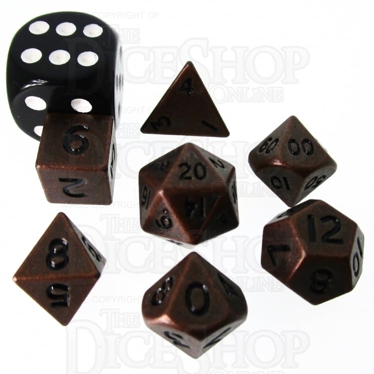 TDSO Metal Antique Copper MINI 10mm 7 Dice Polyset