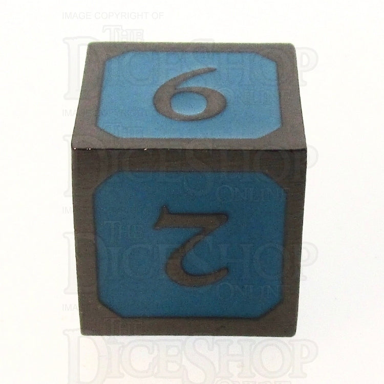 TDSO Metal Script Black Nickel & Blue D6 Dice