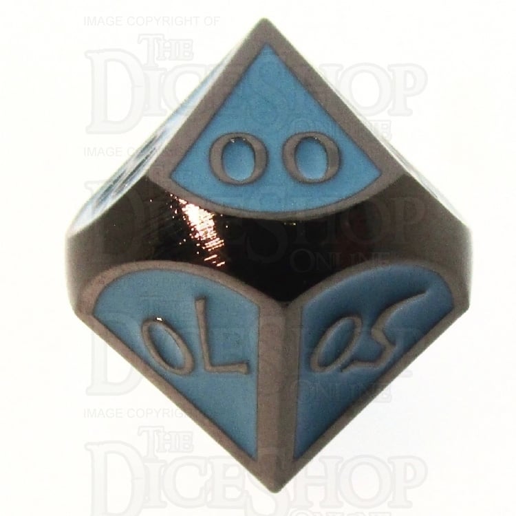 TDSO Metal Script Black Nickel & Blue Percentile Dice