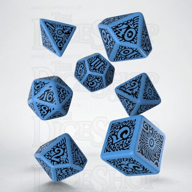 Q Workshop Cthulhu The Outer Gods Azathoth Blue & Black 7 Dice Polyset