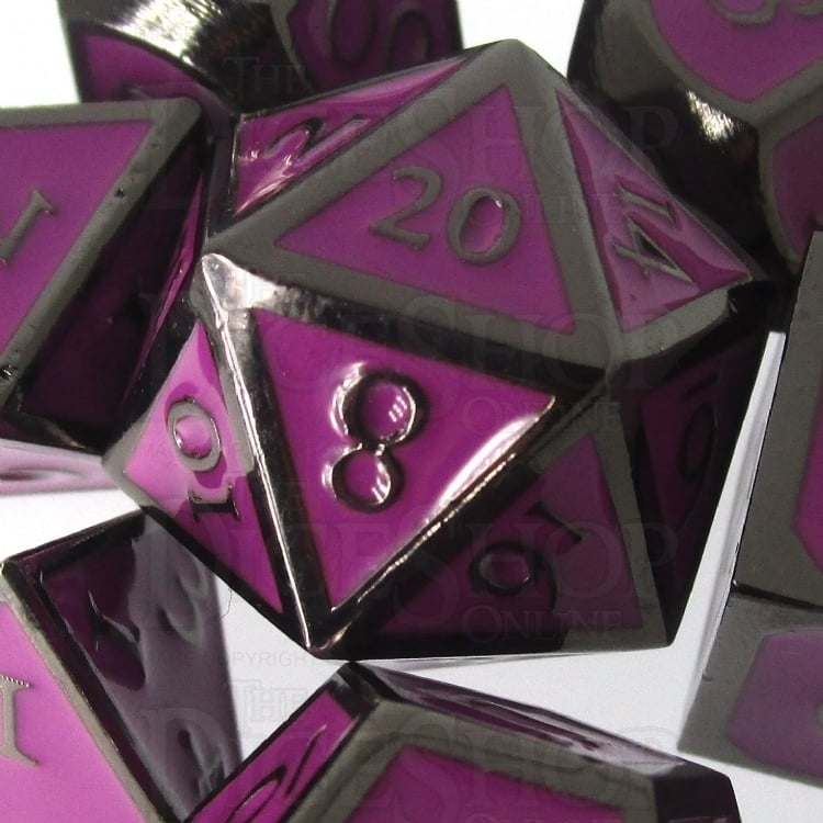 TDSO Metal Script Black Nickel & Purple 7 Dice Polyset
