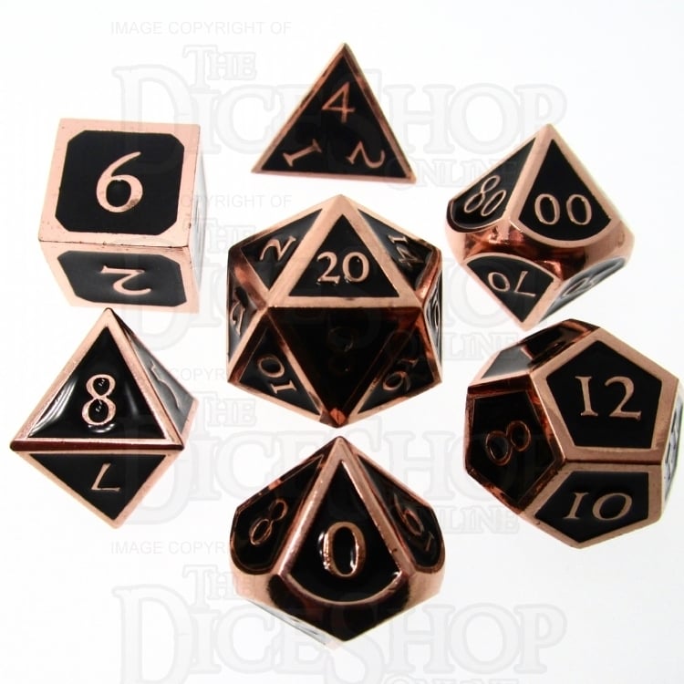 TDSO Metal Script Copper & Black 7 Dice Polyset