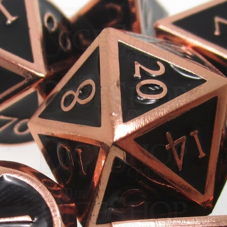 TDSO Metal Script Copper & Black 7 Dice Polyset