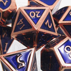 TDSO Metal Script Copper & Blue 7 Dice Polyset